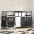Pat loft pentru copii cu perdele, metal, negru, 75x190 cm