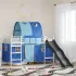 Pat loft pentru copii cu tobogan si cort, negru si roz, 75x190 cm