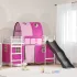 Pat loft pentru copii cu tobogan si perdele, negru, 90x190 cm