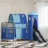 Cadru de pat înalt pentru copii cu perdele, arc, tobogan, turn GartenMobel Dekor