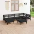 Set mobilier de grădină, 7 piese, negru, lemn masiv de pin GartenMobel Dekor
