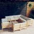 Set mobilier grădină cu perne, 11 piese, gri, lemn masiv pin GartenMobel Dekor