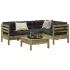 Set mobilier de grădină cu perne, 5 piese, lemn masiv de pin GartenMobel Dekor