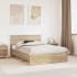 Cadru de pat cu headboard Gri Sonoma 140 x 200 cm Lemn compozit GartenMobel Dekor