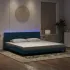 Cadru de pat cu lumini LED, albastru, 160x200 cm, catifea GartenMobel Dekor