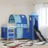 Cadru de pat înalt pentru copii cu perdele, arc, tobogan, turn GartenMobel Dekor