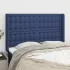 Tăblie de pat cu aripioare, albastru, 163x16x118/128 cm, textil GartenMobel Dekor