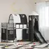 Cadru de pat înalt pentru copii cu perdele, arc, tobogan, turn GartenMobel Dekor