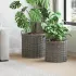 Ghiveci coș cu depozitare 2 pcs Gri Ratan Lacak GartenMobel Dekor