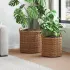 Ghiveci coș cu depozitare 2 pcs Gri Ratan Lacak GartenMobel Dekor