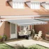 Copertină retractabilă manual cu LED, maro, 450x300 cm GartenMobel Dekor