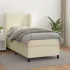 Pat box spring cu saltea, crem, 90x200 cm, piele ecologică GartenMobel Dekor