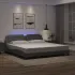 Cadru de pat cu lumini LED negru/alb 200x200 cm piele ecologică GartenMobel Dekor