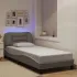 Cadru de pat cu lumini LED, gri taupe, 160x200 cm, textil GartenMobel Dekor