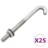 Șurub de fixare tip J cu piuliță și șaibă, M8x100 mm, 25 seturi GartenMobel Dekor