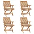 Scaune grădină pliabile cu perne, 4 buc, lemn masiv de tec GartenMobel Dekor