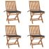 Scaune grădină pliabile cu perne, 4 buc, lemn masiv de tec GartenMobel Dekor