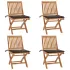 Scaune de grădină pliabile cu perne, 4 buc., lemn masiv de tec GartenMobel Dekor