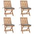 Scaune grădină pliabile cu perne, 4 buc, lemn masiv de tec GartenMobel Dekor