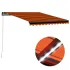 Copertină retractabilă manual LED portocaliu și maro 300x250 cm GartenMobel Dekor