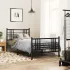 Cadru pat metalic cu tăblie de cap/picioare, negru, 150x200 cm GartenMobel Dekor