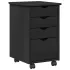Cabinet mobil cu roata Negru 34 x 39 x 56 cm Lemn de pin masiv GartenMobel Dekor