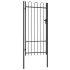 Poartă de gard, o ușă, cu vârf arcuit, negru, 1 x 1,75 m, oțel GartenMobel Dekor
