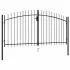 Poartă de gard cu ușă dublă & vârf ascuțit negru 299,5 x 199,5 cm oțel GartenMobel Dekor