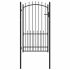 Poartă de gard cu țepi cu blocare Negru 100 x 175 cm GartenMobel Dekor