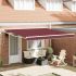 Copertină retractabilă automată, albastru și alb, 4x3 m GartenMobel Dekor