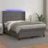 Pat cu arcuri, cu saltea & LED, gri, 140x190 cm, piele eco GartenMobel Dekor