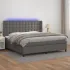 Pat cu arcuri, cu saltea & LED, gri, 140x190 cm, piele eco GartenMobel Dekor