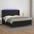 Pat cu arcuri, cu saltea și LED cappuccino 140x190 cm piele eco GartenMobel Dekor