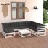 Set mobilier de grădină, 8 piese, negru, lemn masiv de pin GartenMobel Dekor