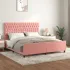Cadru de pat cu tăblie, roz, 100x200 cm, catifea GartenMobel Dekor