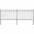 Gard de grădină cu vârf tip suliță din oțel, 359x60 cm, negru GartenMobel Dekor