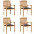 Scaune grădină stivuibile cu perne, 4 buc, lemn masiv tec GartenMobel Dekor
