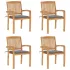 Scaune grădină stivuibile cu perne, 4 buc, lemn masiv tec GartenMobel Dekor