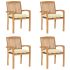 Scaune grădină stivuibile cu perne, 4 buc, lemn masiv tec GartenMobel Dekor
