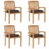 Scaune grădină stivuibile cu perne, 4 buc, lemn masiv tec GartenMobel Dekor