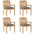 Scaune grădină stivuibile cu perne, 4 buc, lemn masiv tec GartenMobel Dekor