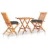 Set mobilier de bistro, 3 piese, cu perne crem, lemn masiv tec GartenMobel Dekor