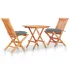 Set mobilier de bistro, 3 piese, cu perne crem, lemn masiv tec GartenMobel Dekor