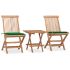 Set mobilier exterior pliabil cu perne, 3 piese, lemn masiv tec GartenMobel Dekor