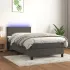 Pat cu arcuri cu saltea și LED, gri închis, 80x220 cm, catifea GartenMobel Dekor