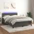 Pat cu arcuri cu saltea și LED, gri închis, 80x220 cm, catifea GartenMobel Dekor