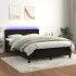 Pat cu arcuri cu saltea și LED, negru, 90x210 cm, catifea GartenMobel Dekor