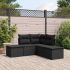 Set mobilier de grădină cu perne, 5 piese, negru, poliratan GartenMobel Dekor
