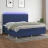 Pat cu arcuri, saltea și LED, albastru, 140x200 cm, textil GartenMobel Dekor