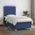 Pat cu arcuri, saltea și LED, gri taupe, 80x200 cm, textil GartenMobel Dekor